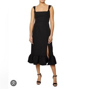 Laundry by Shelli Segal Ruffled Hem Sleeveless Square Neck Midi Dress